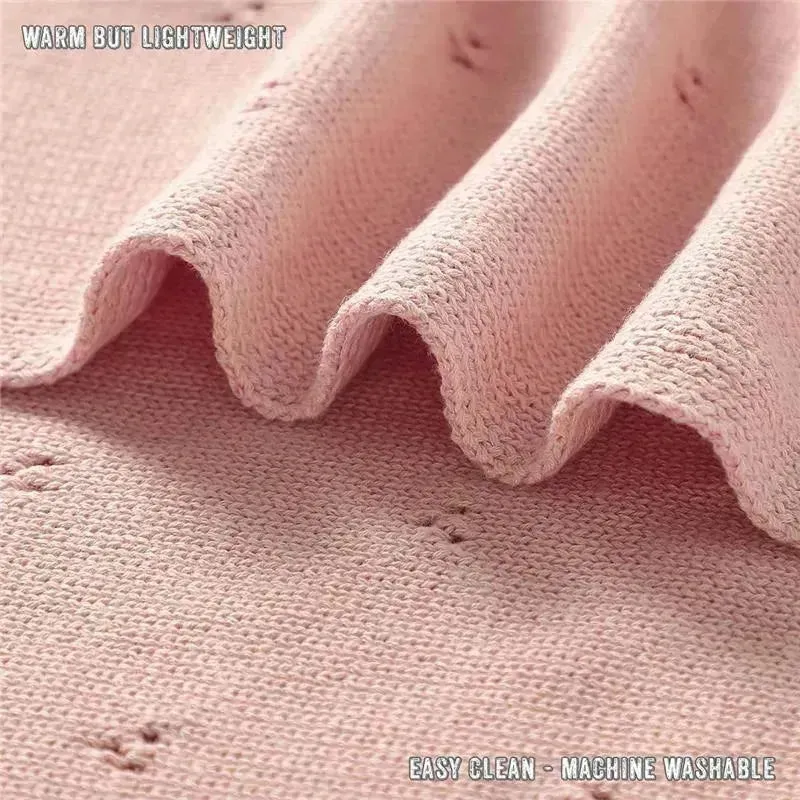Bleu La La - 100% Organic Cotton Pointelle Swaddle Receiving Baby Blanket, Ballet Slippers
