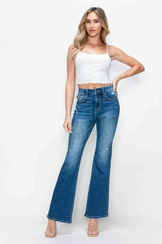 Blue High Rise Bootcut Jeans with Pockets