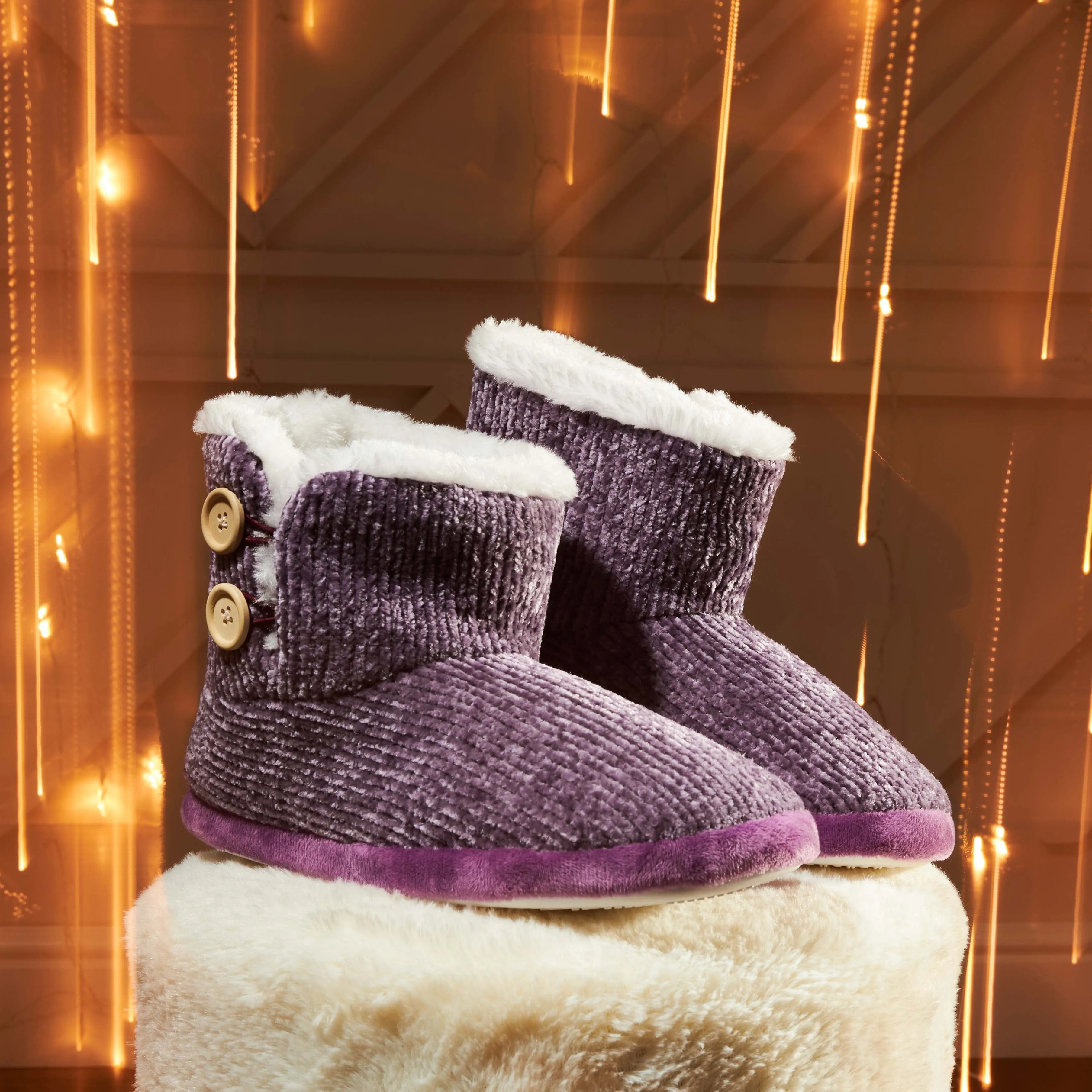 CityComfort Ladies Slippers, Faux Fur Bootie Slippers Women, Slipper Ankle Boots with Rubber Sole
