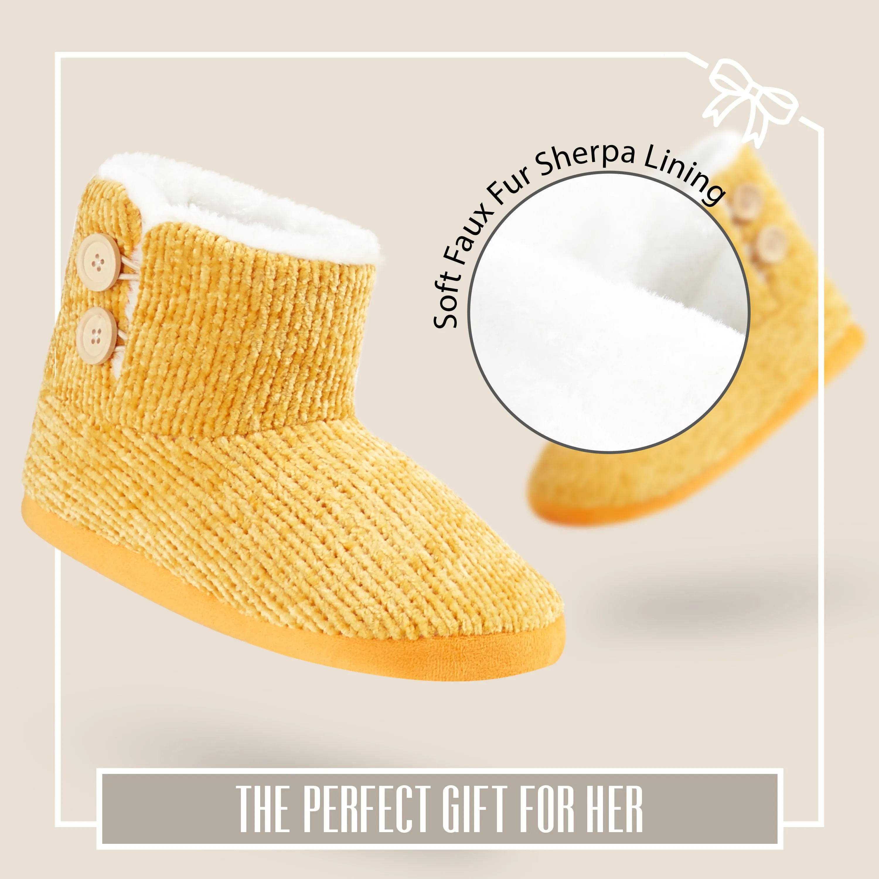 CityComfort Ladies Slippers, Faux Fur Bootie Slippers Women, Slipper Ankle Boots with Rubber Sole