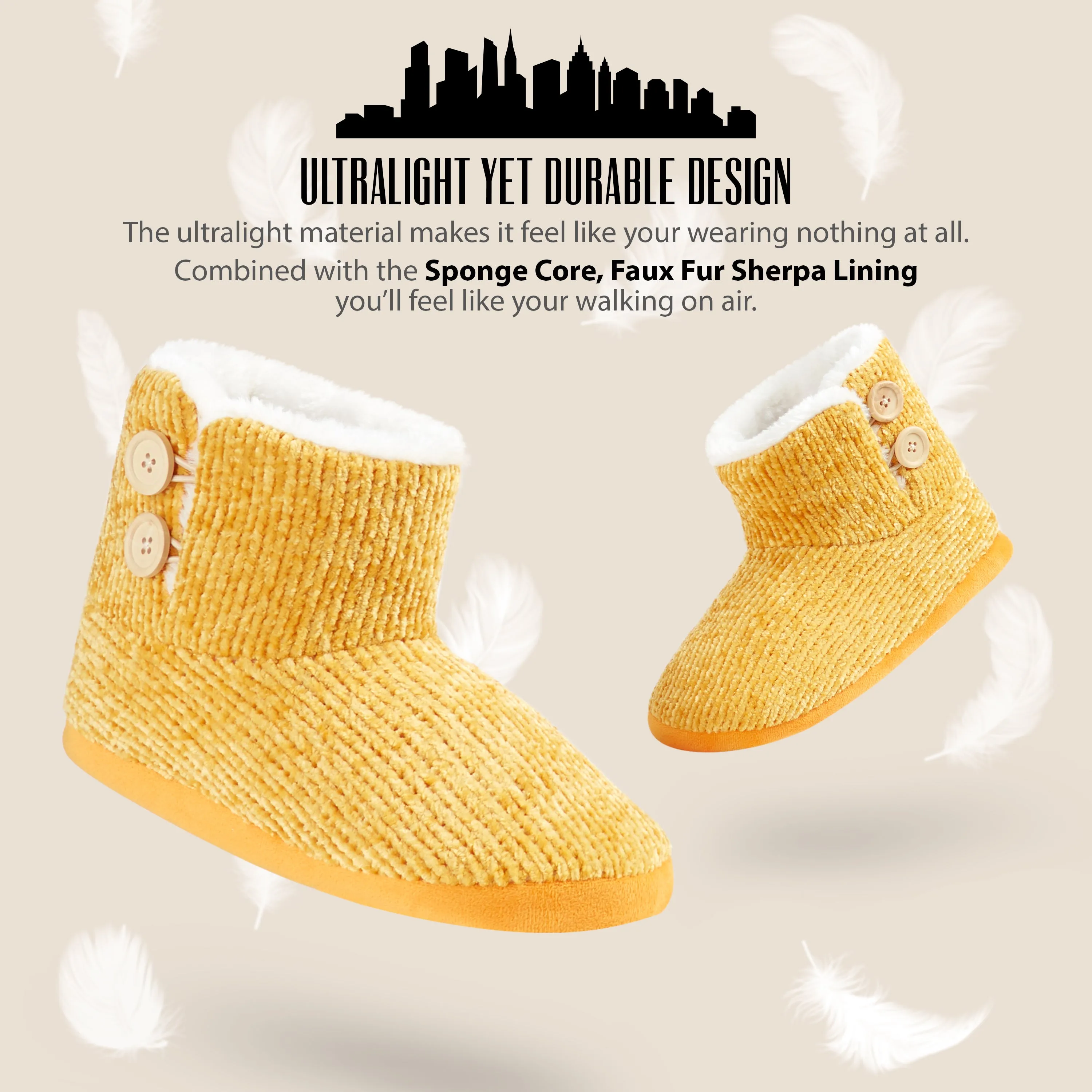 CityComfort Ladies Slippers, Faux Fur Bootie Slippers Women, Slipper Ankle Boots with Rubber Sole