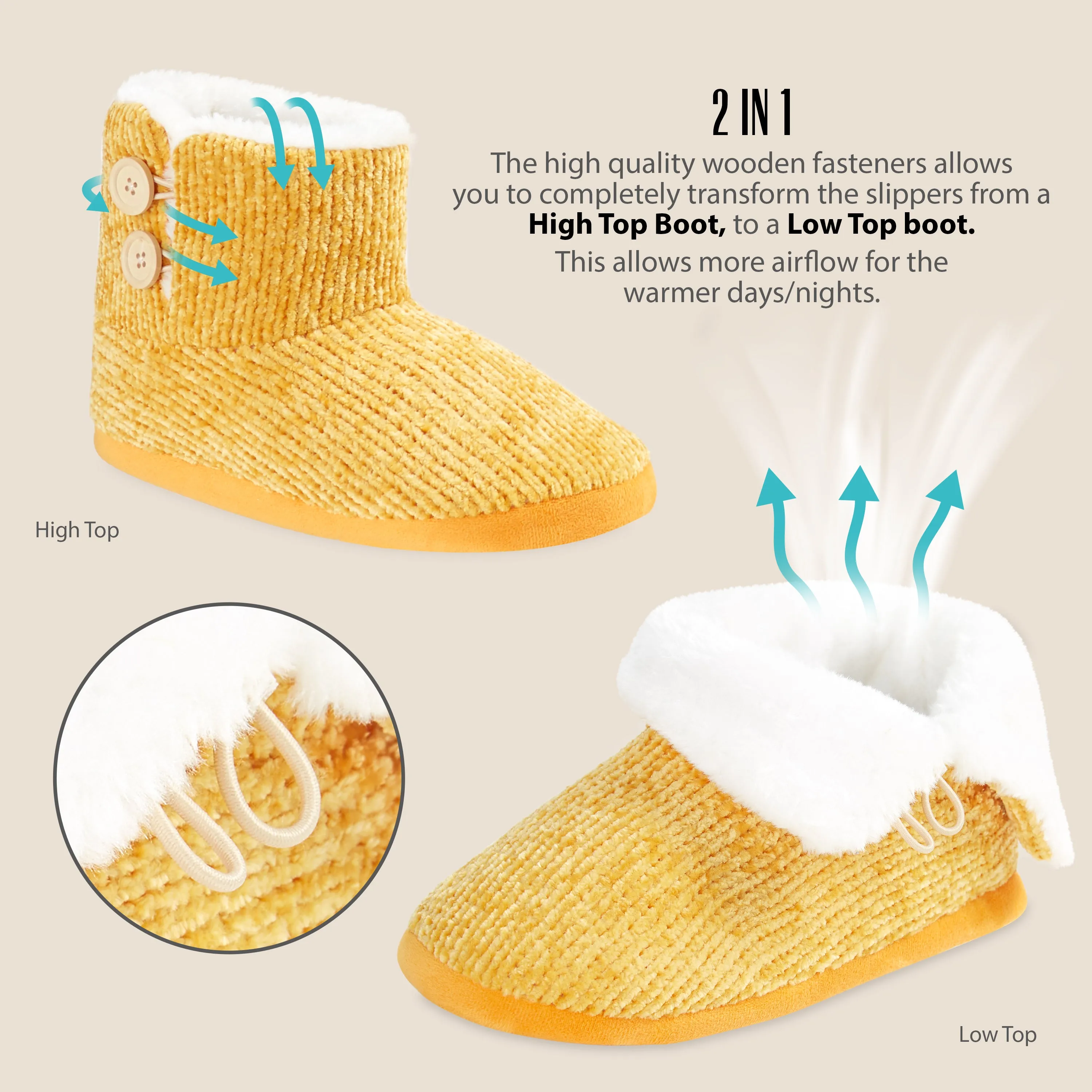 CityComfort Ladies Slippers, Faux Fur Bootie Slippers Women, Slipper Ankle Boots with Rubber Sole