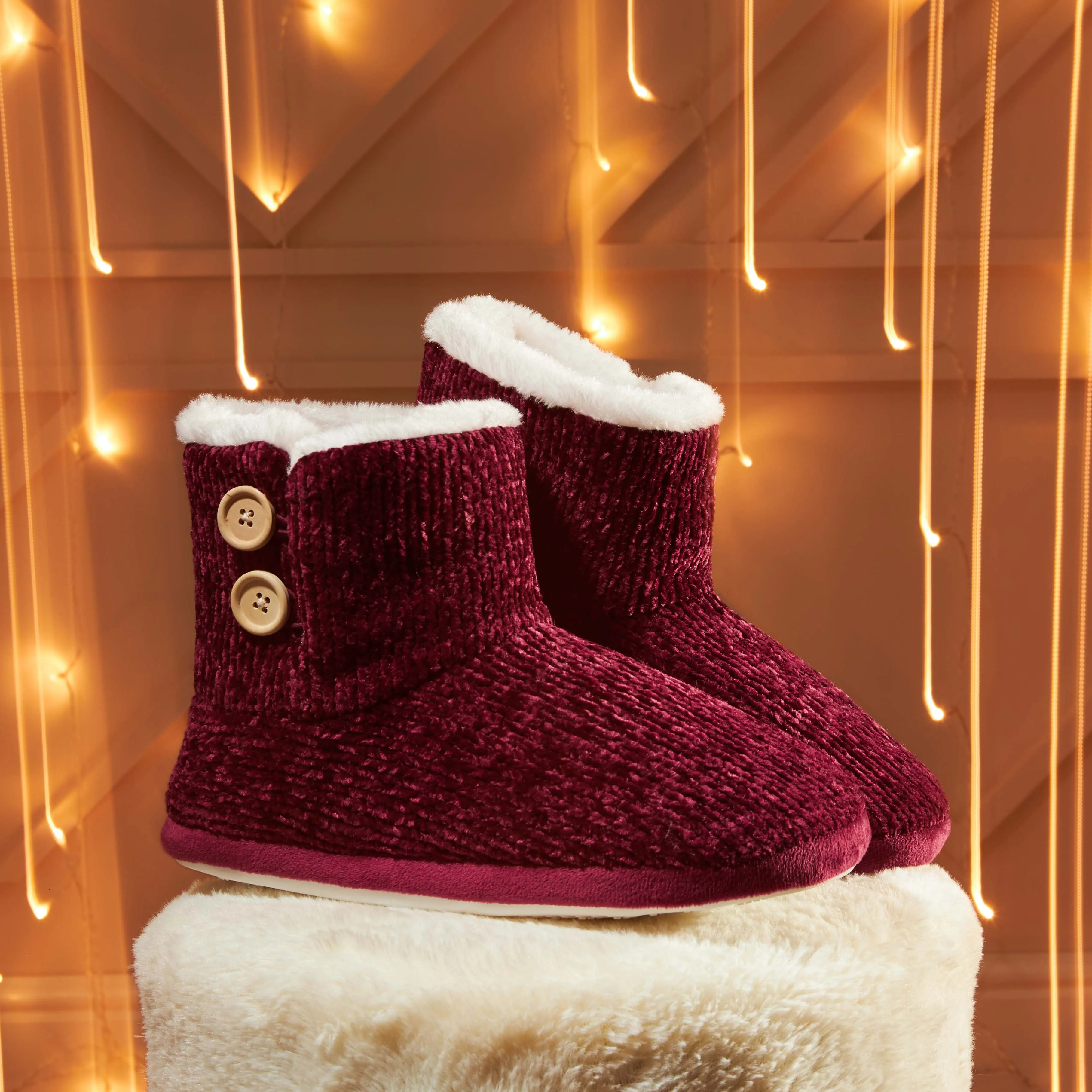 CityComfort Ladies Slippers, Faux Fur Bootie Slippers Women, Slipper Ankle Boots with Rubber Sole
