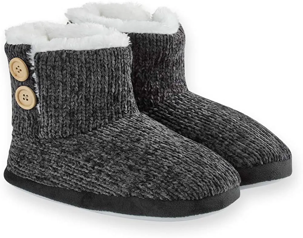 CityComfort Ladies Slippers, Faux Fur Bootie Slippers Women, Slipper Ankle Boots with Rubber Sole