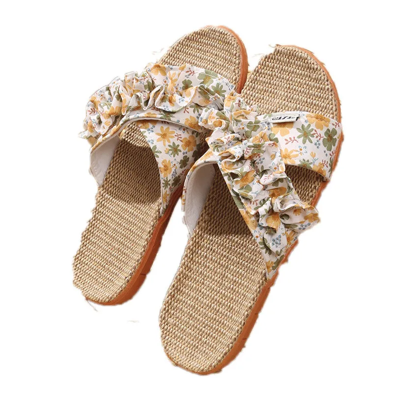 Comfortable and Durable Linen House Slippers for Women Indoor