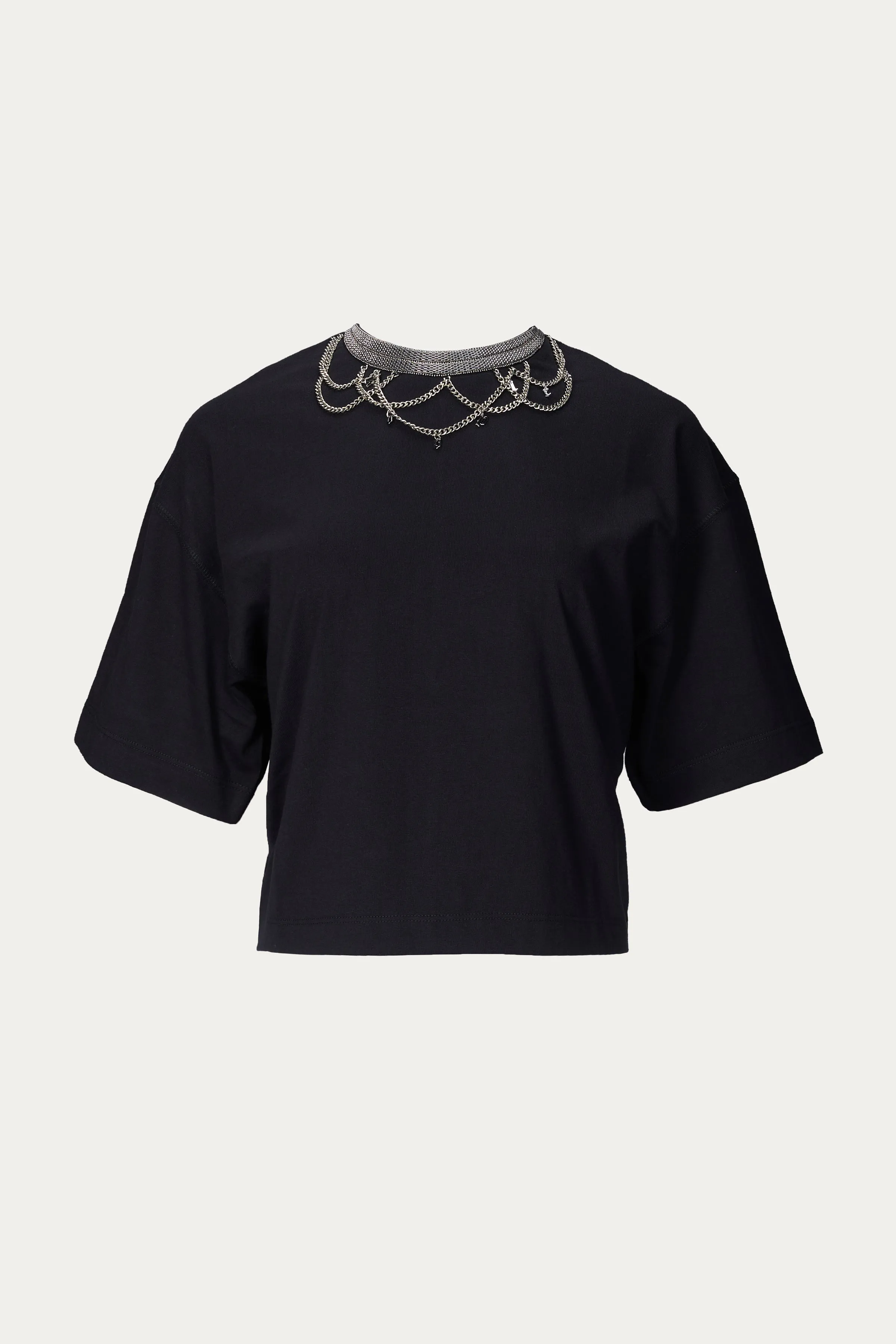 EMBELLISHED-COLLAR COTTON-JERSEY T-SHIRT