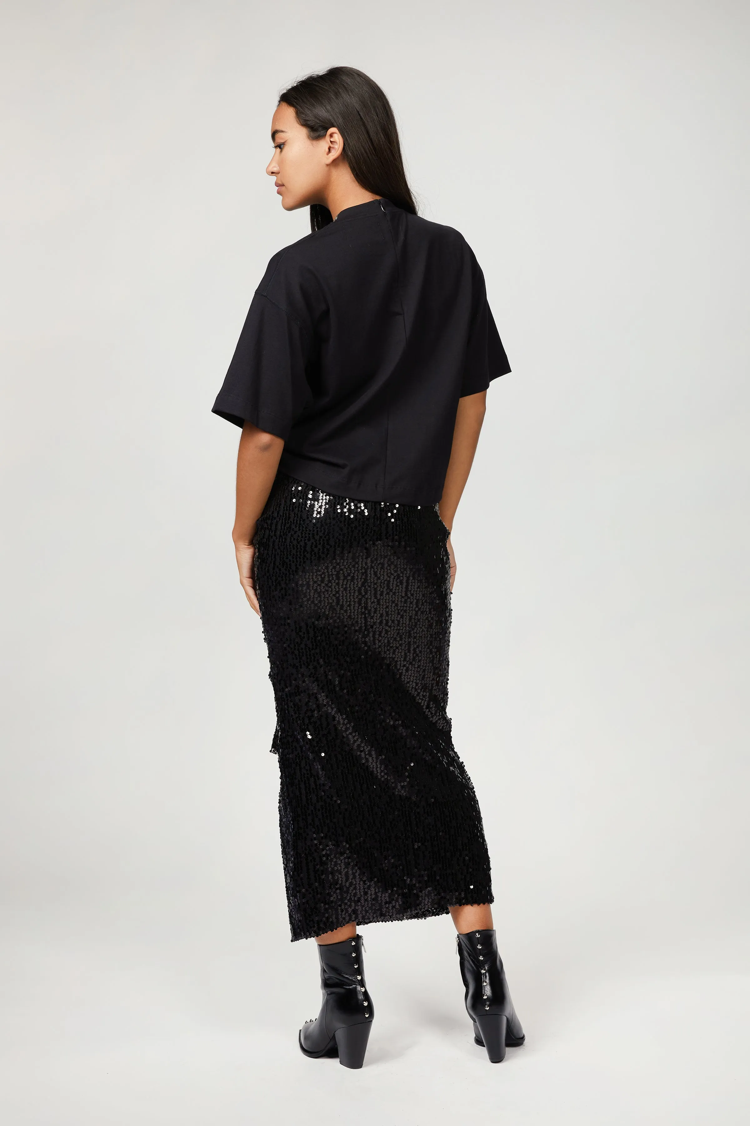EMBELLISHED-COLLAR COTTON-JERSEY T-SHIRT