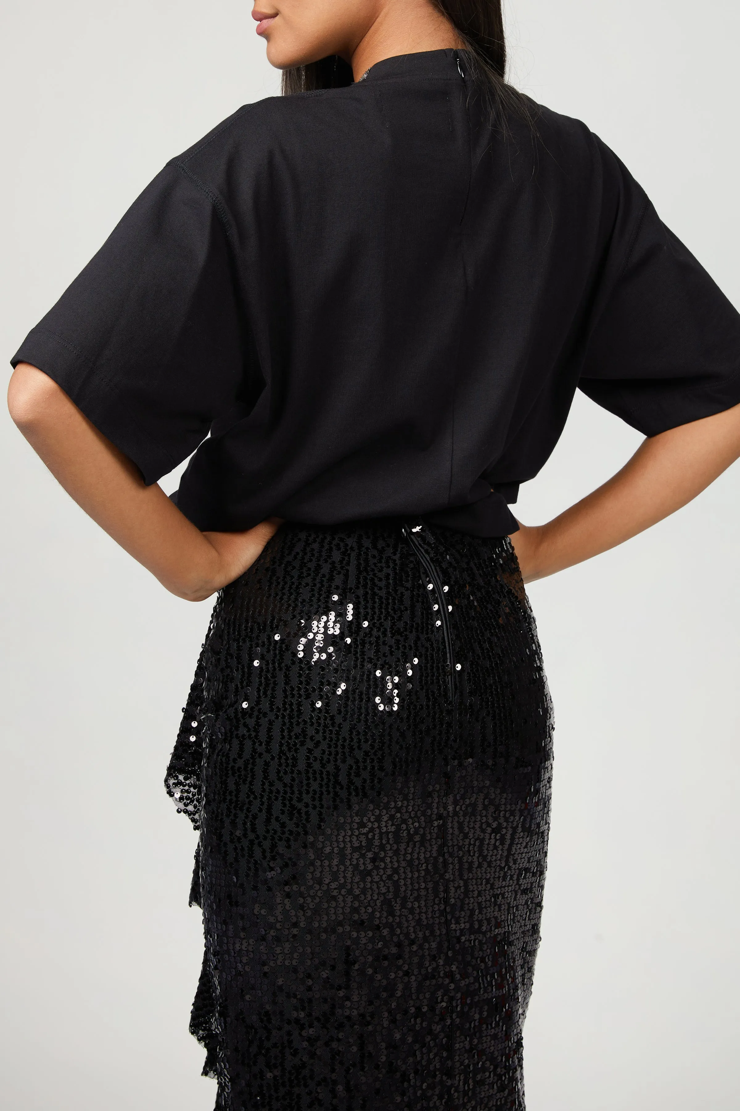 EMBELLISHED-COLLAR COTTON-JERSEY T-SHIRT