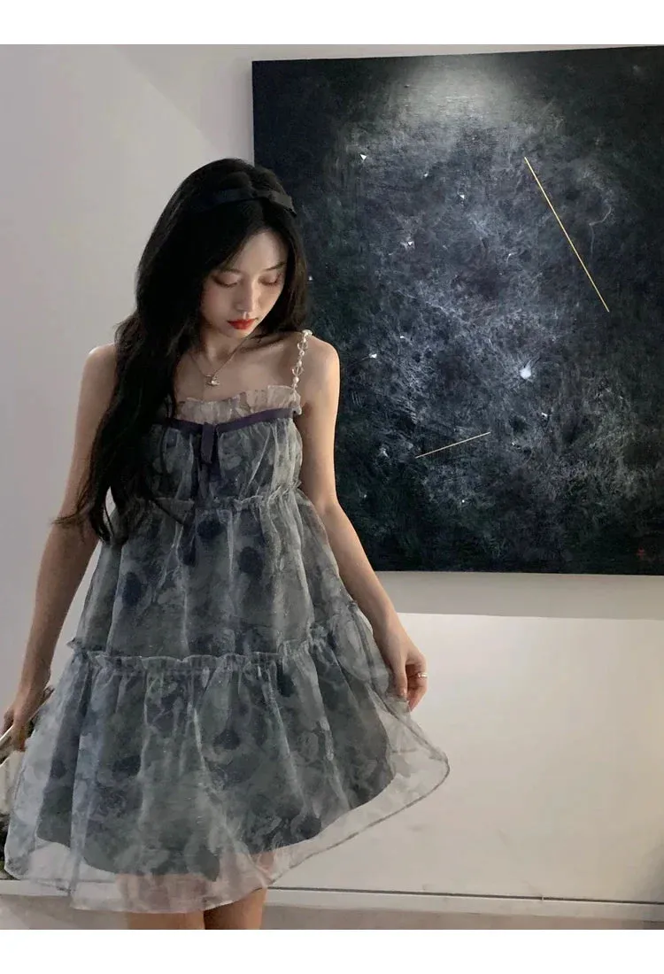 Floral Organza Mini Dress – Sweet Fairycore Aesthetic From Kawaii Stop
