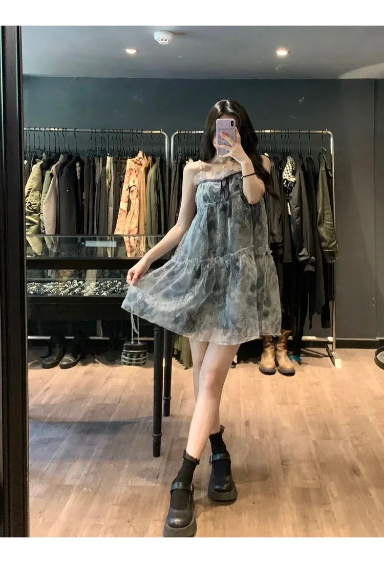 Floral Organza Mini Dress – Sweet Fairycore Aesthetic From Kawaii Stop