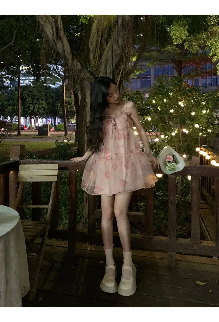 Floral Organza Mini Dress – Sweet Fairycore Aesthetic From Kawaii Stop