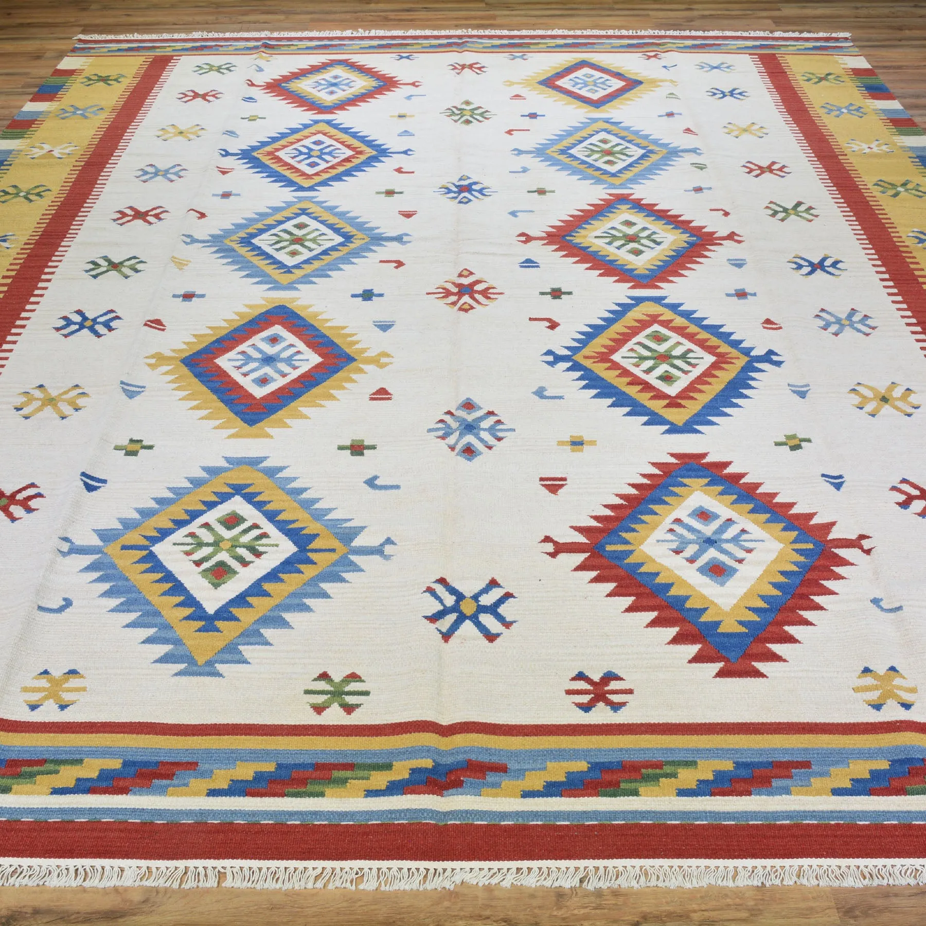 Hand-Woven Reversible Tukish Design Kilim Rug (Size 9.2 X 11.10) Brral-3462