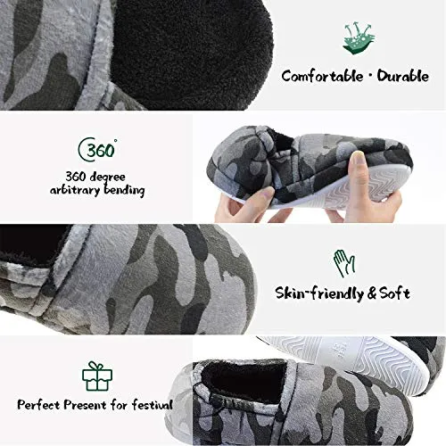 LA PLAGE Boys Camouflage Grey Slippers, Grey