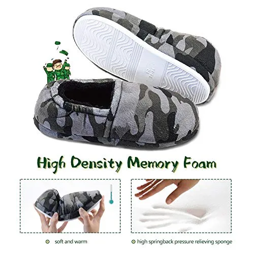 LA PLAGE Boys Camouflage Grey Slippers, Grey