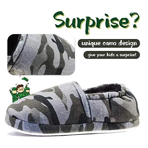 LA PLAGE Boys Camouflage Grey Slippers, Grey
