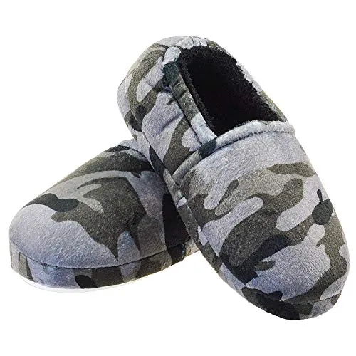 LA PLAGE Boys Camouflage Grey Slippers, Grey