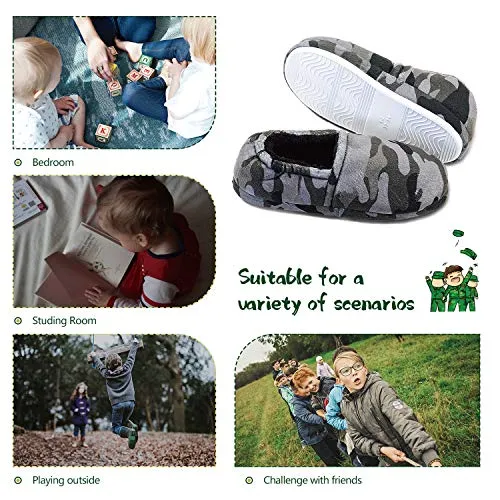 LA PLAGE Boys Camouflage Grey Slippers, Grey