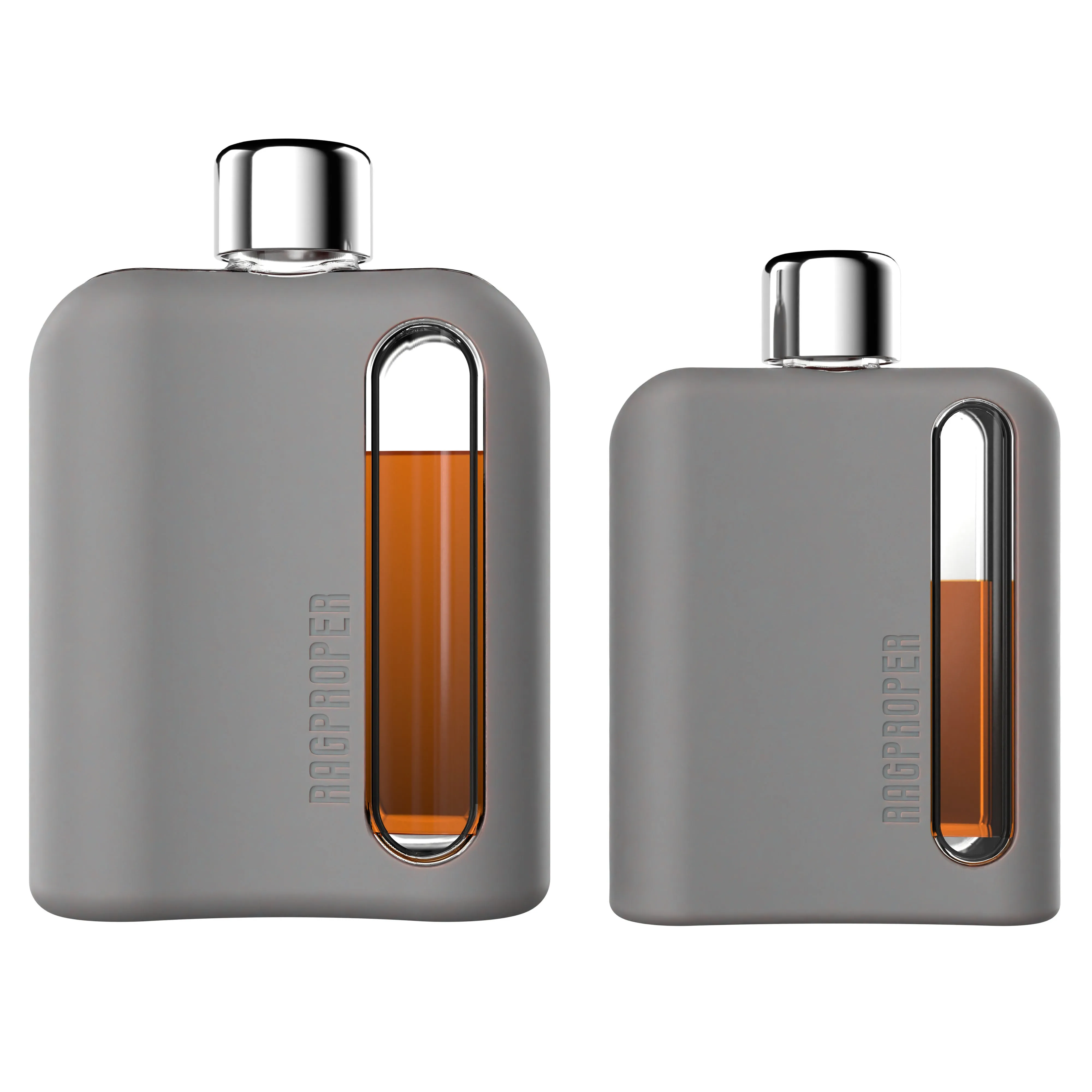 Lone Star Gray Silicone Glass Flask Gift Set (Single Shot 100ml   Double Shot 240ml)