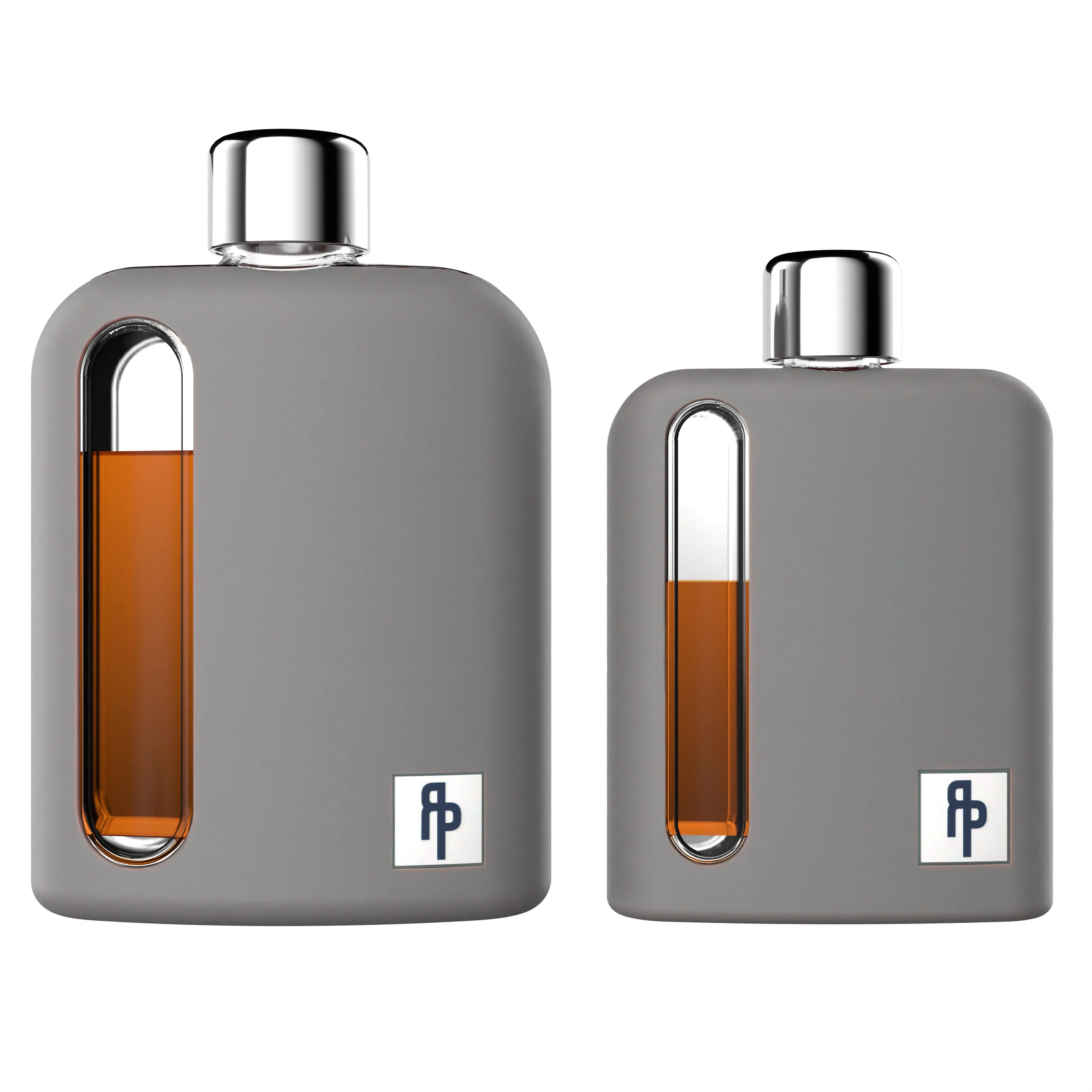 Lone Star Gray Silicone Glass Flask Gift Set (Single Shot 100ml   Double Shot 240ml)