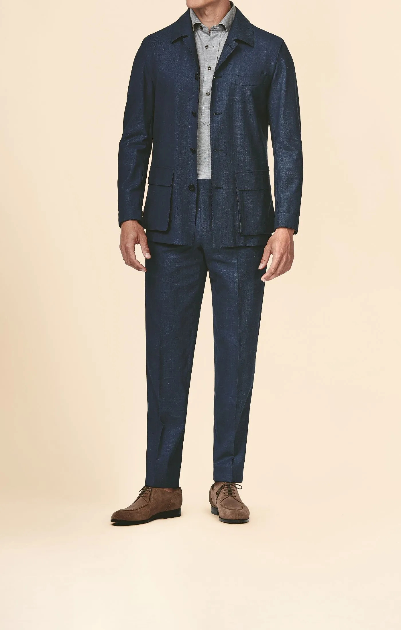 Loro Piana JERSELY Indigo Jersey Stretch Wool, Silk & Linen Twill
