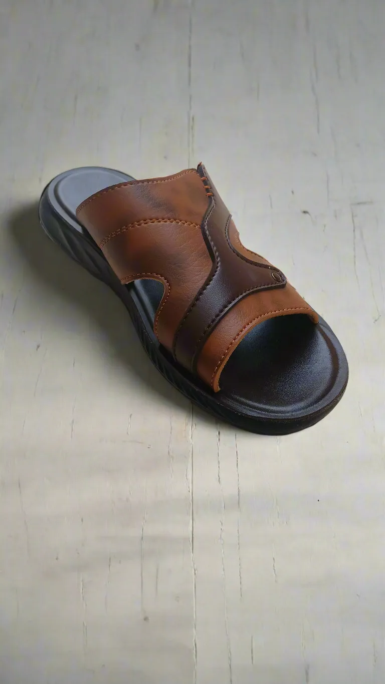 Men Slippers Two-Tone Comfort - Brown - TT001