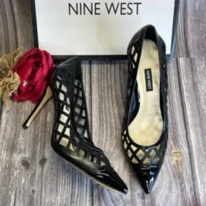 NINE WEST Tatum Black Lattice Pumps 11M