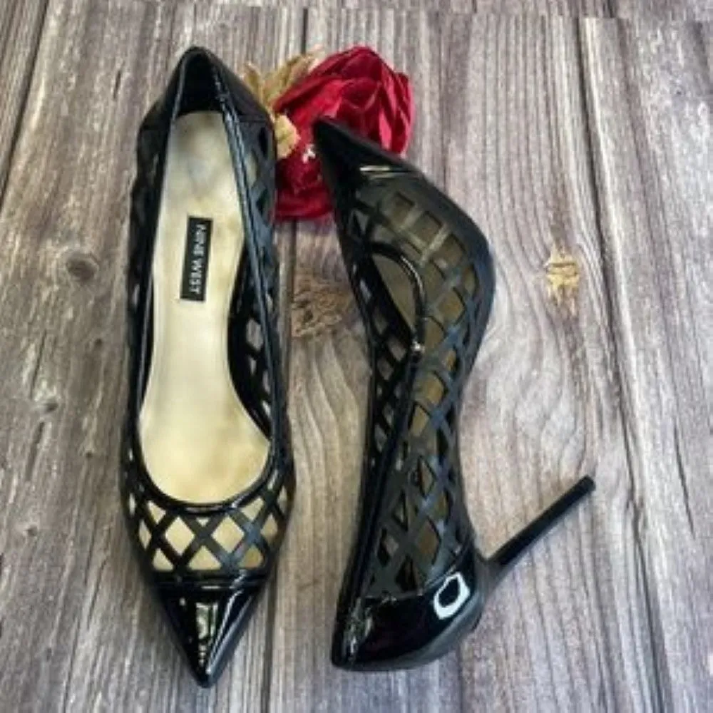 NINE WEST Tatum Black Lattice Pumps 11M