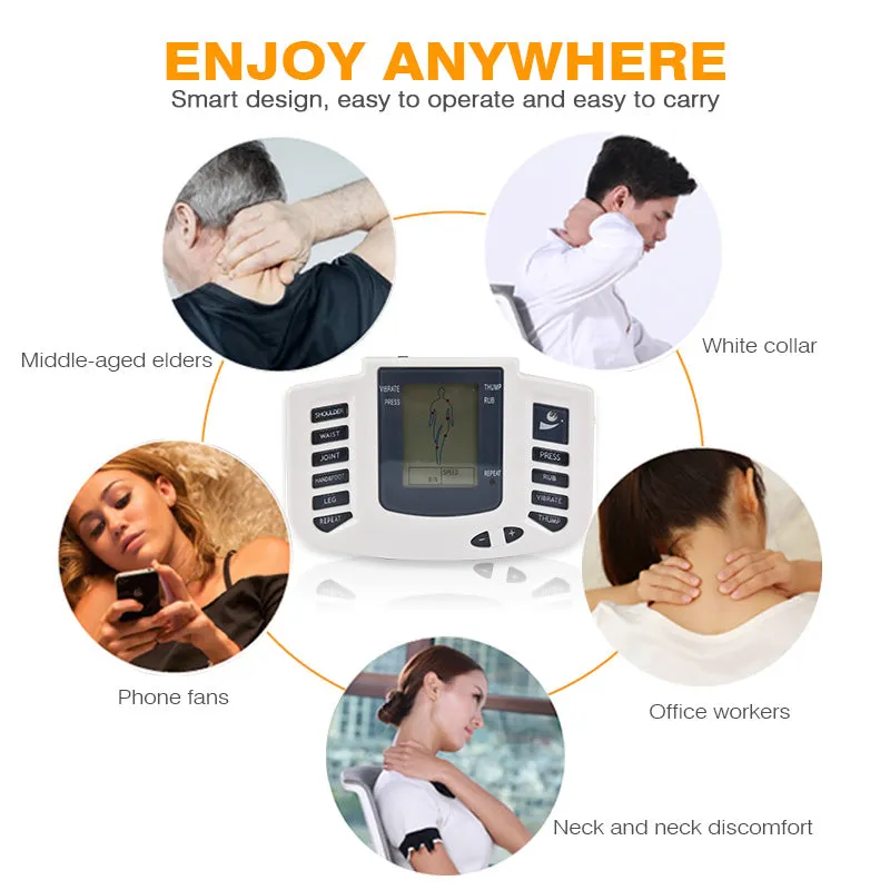 Premium EMS Unit Physiotherapy Massager Set with 16 Therapy Patches, Digital Muscle Stimulator, Relaxation Slippers, Gloves, Wristband, and Socks for Pain Relief and Muscle Recovery