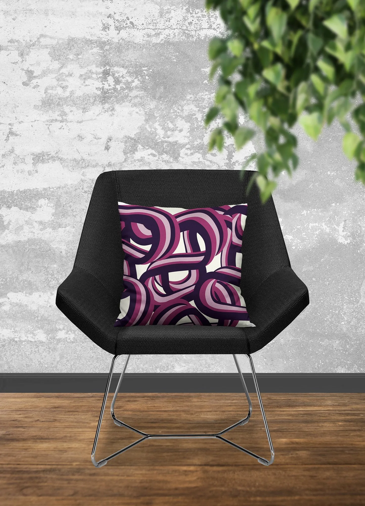Purple abstract pillow, tangled waves pattern, modern pillow, Interior decor, home decor pillow cover and insert, 3d home accent pillow