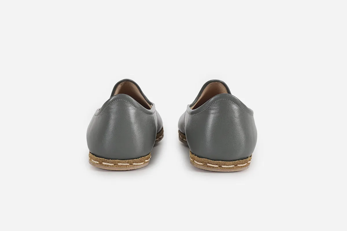 Slate Grey Handmade Leather Loafers (Men's)
