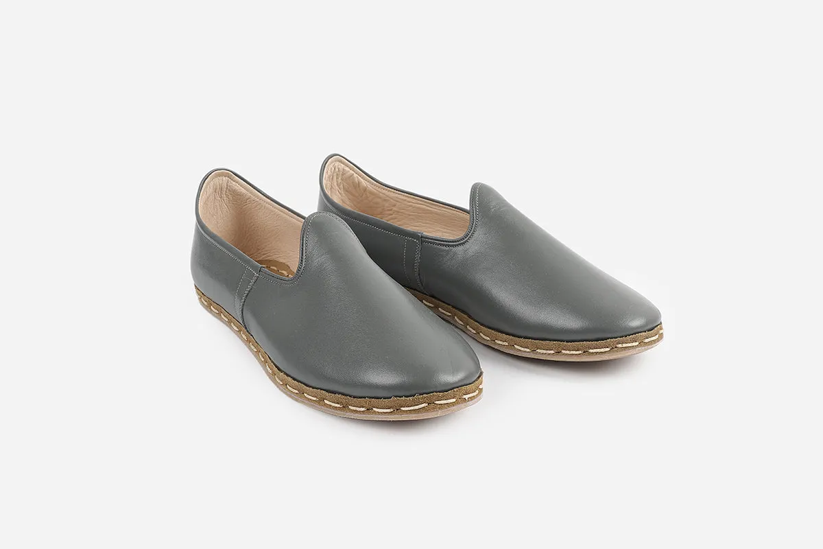 Slate Grey Handmade Leather Loafers (Men's)