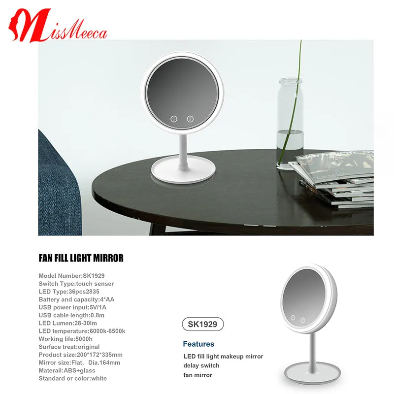 Trinity fan vanity mirror small mirror creative desktop magnifier with fan