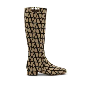 VALENTINO GARAVANI Chic Canvas Logo Ankle Boots