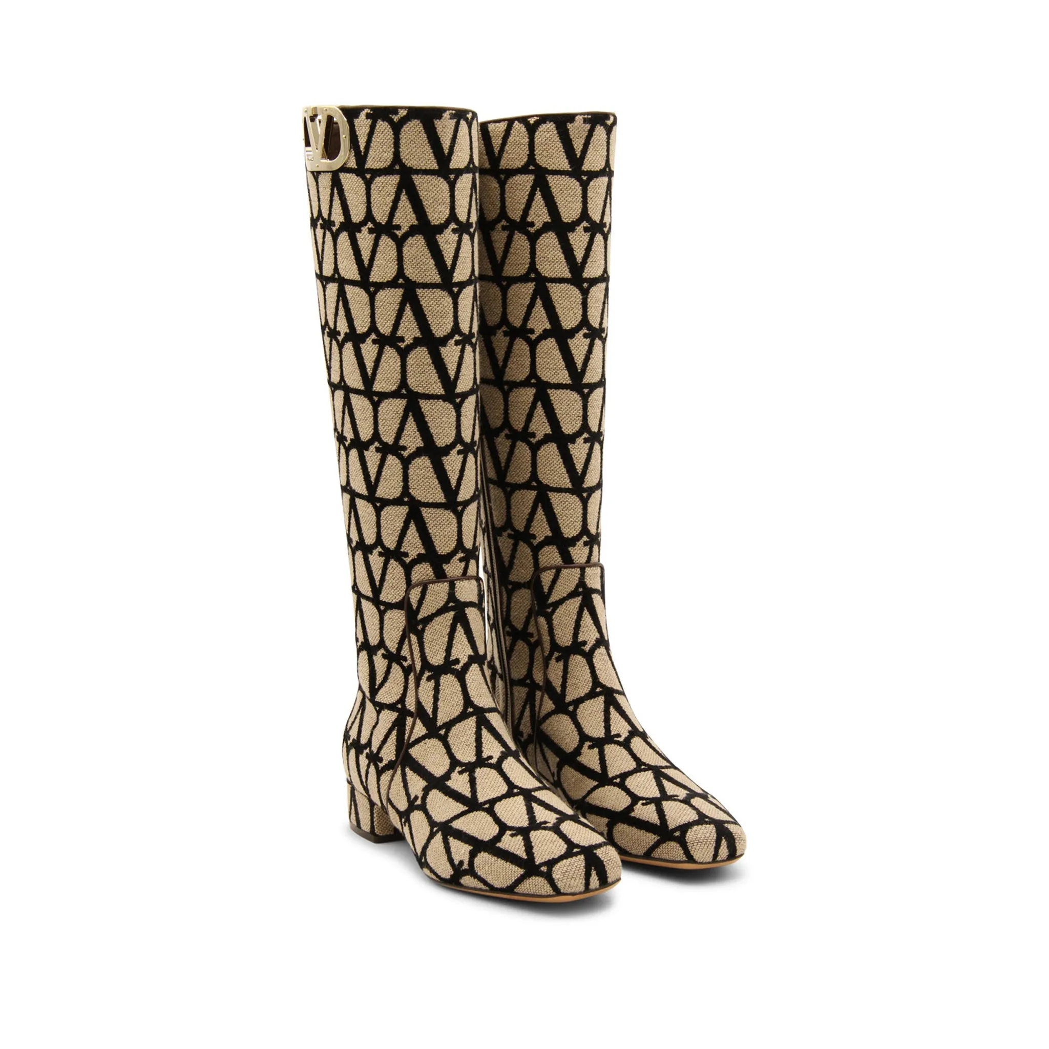 VALENTINO GARAVANI Chic Canvas Logo Ankle Boots