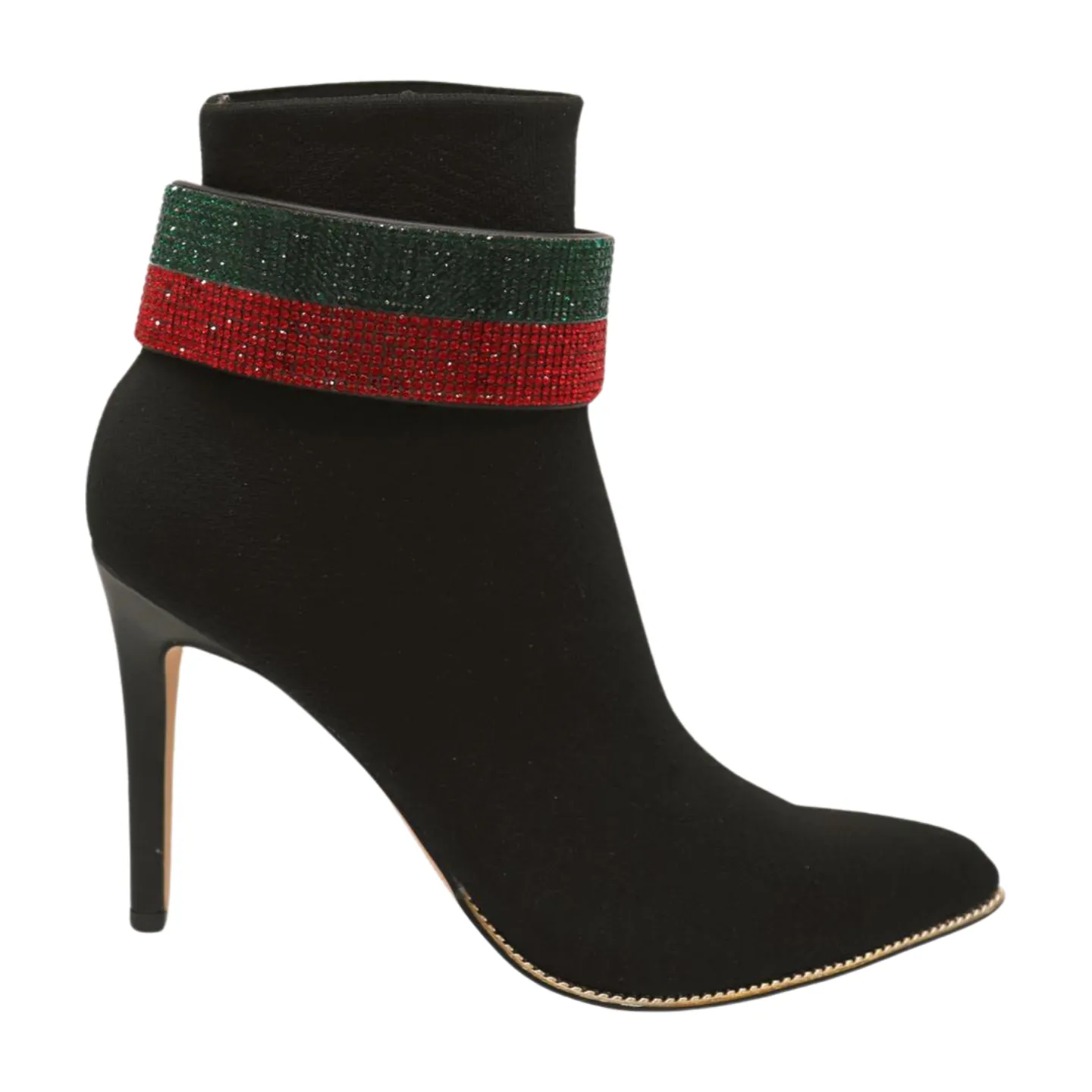 Women Gold Metal Boot Chain Bracelet Bling Shoe Green Red Band Charm Wide Strap