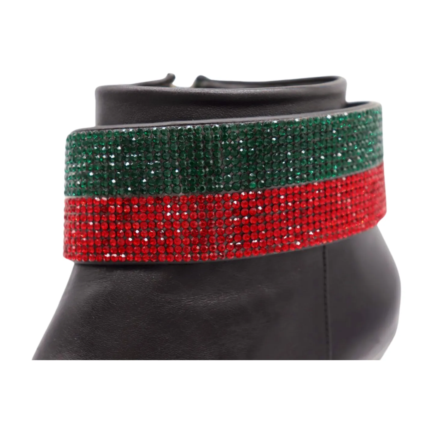 Women Gold Metal Boot Chain Bracelet Bling Shoe Green Red Band Charm Wide Strap