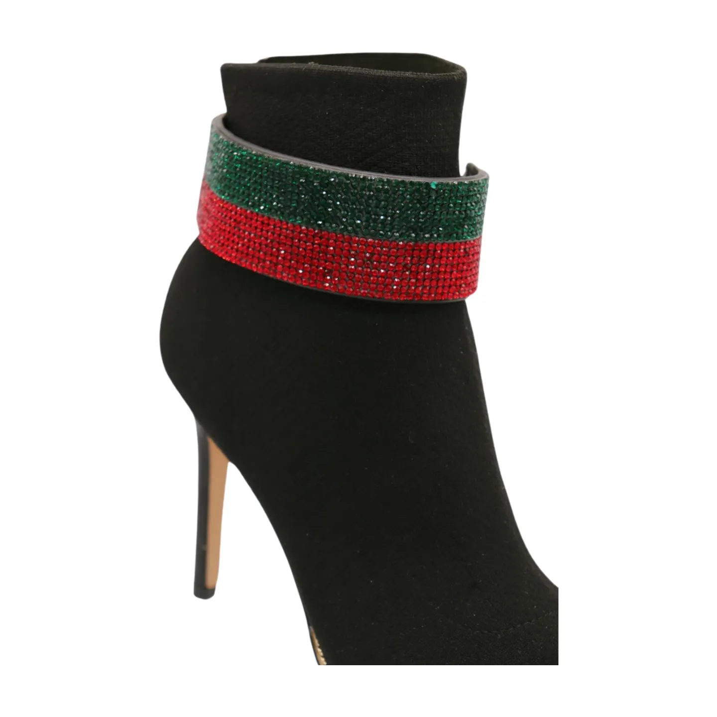 Women Gold Metal Boot Chain Bracelet Bling Shoe Green Red Band Charm Wide Strap