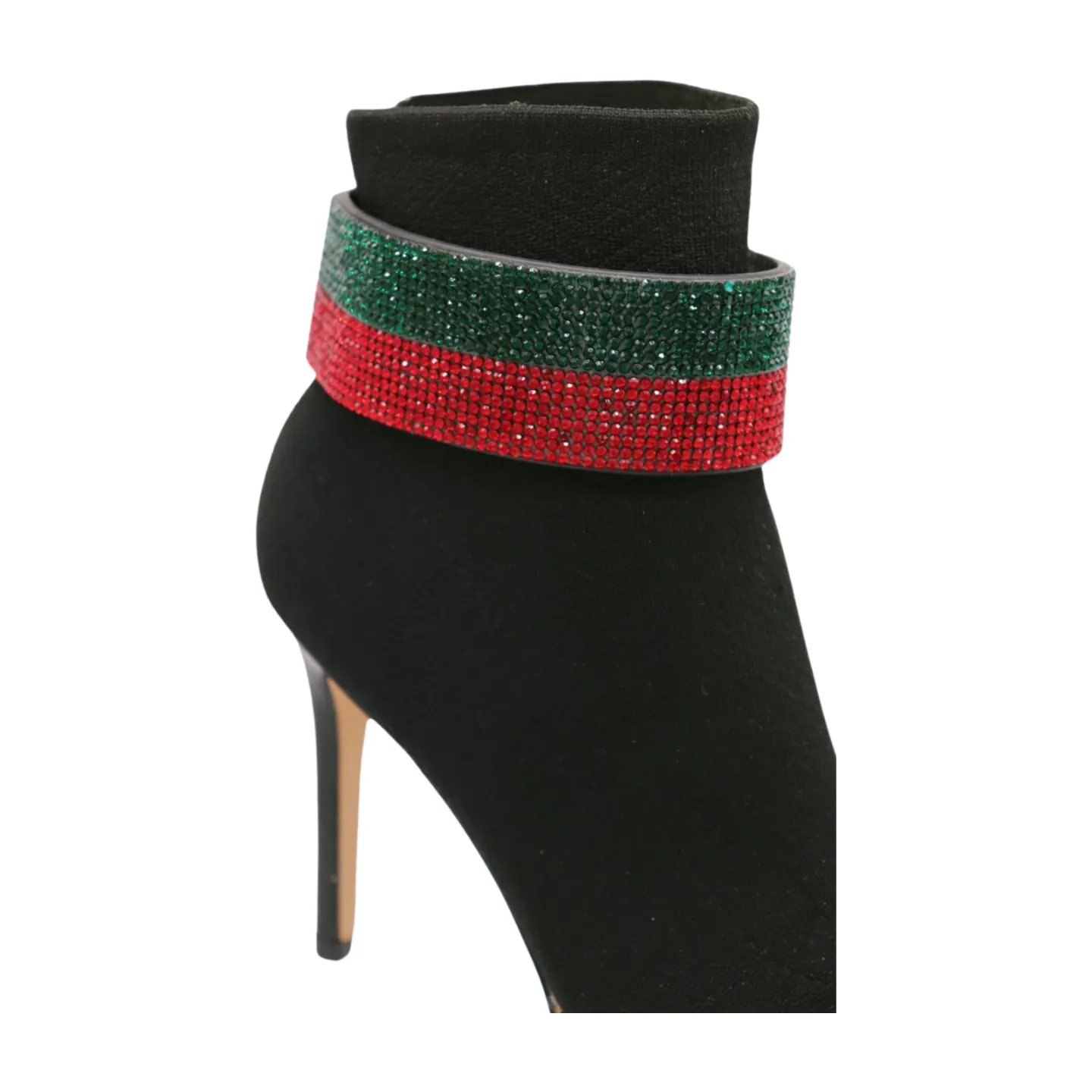 Women Gold Metal Boot Chain Bracelet Bling Shoe Green Red Band Charm Wide Strap
