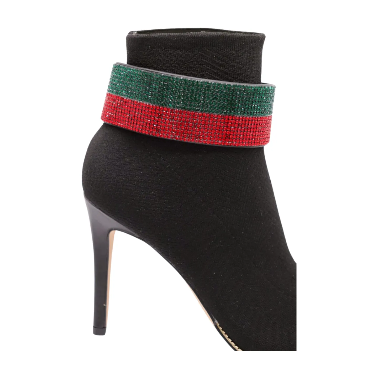 Women Gold Metal Boot Chain Bracelet Bling Shoe Green Red Band Charm Wide Strap