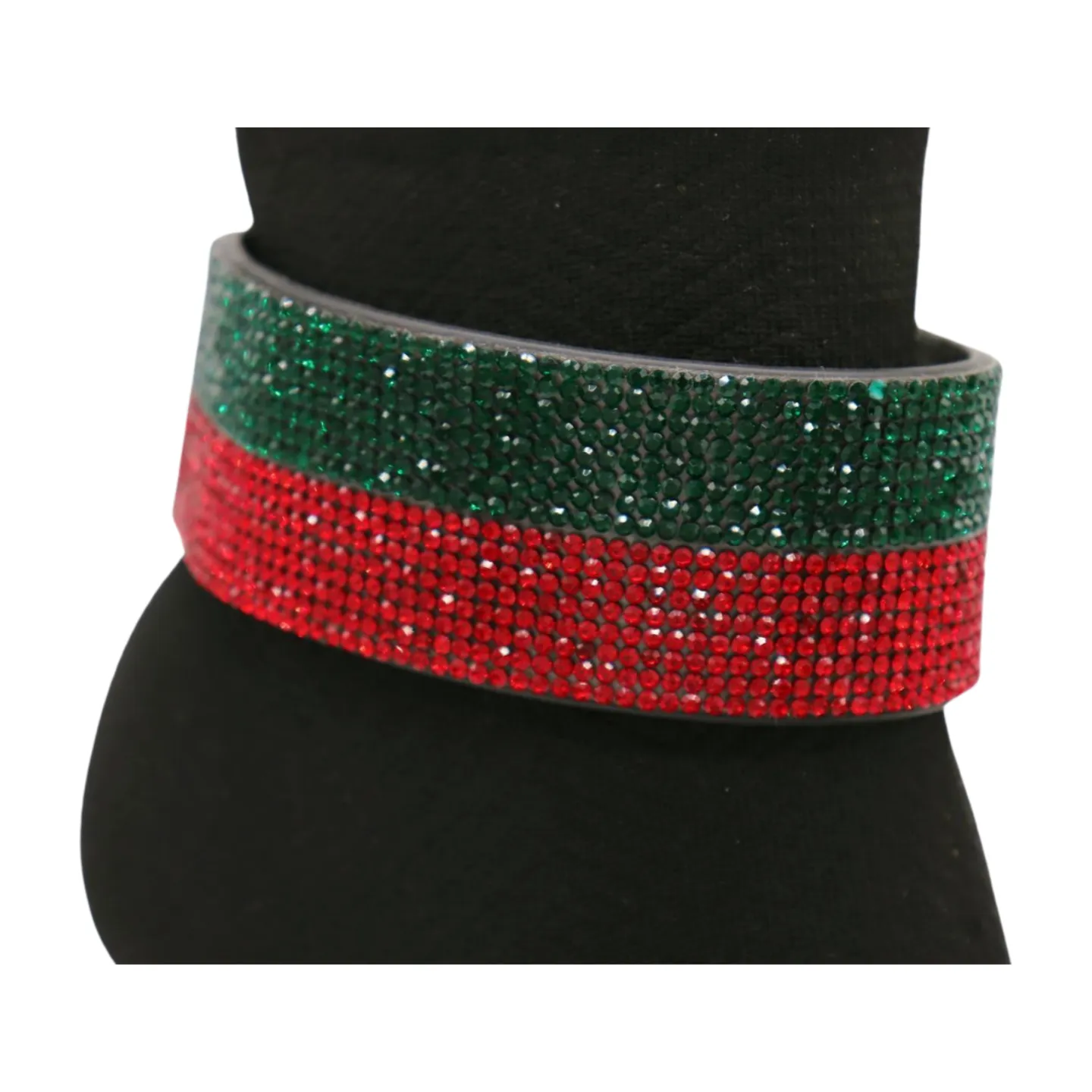 Women Gold Metal Boot Chain Bracelet Bling Shoe Green Red Band Charm Wide Strap