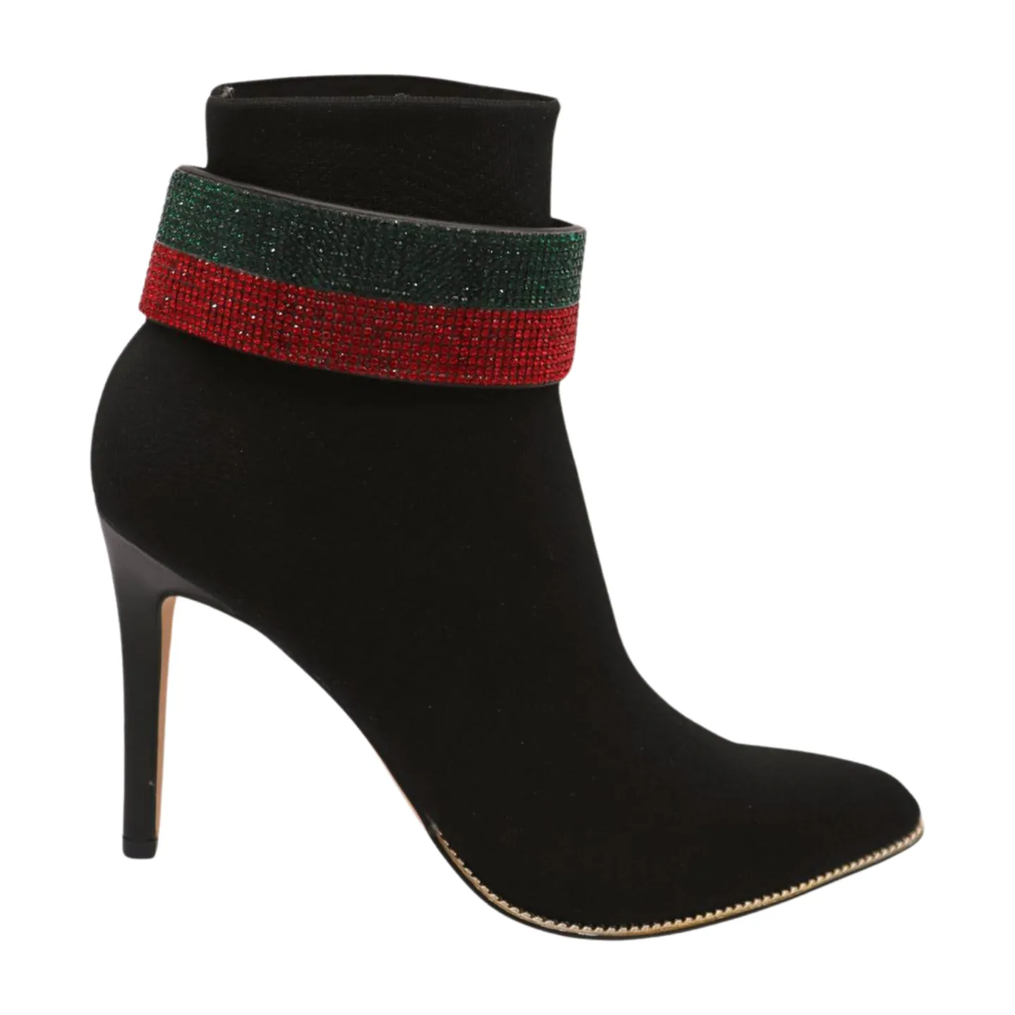 Women Gold Metal Boot Chain Bracelet Bling Shoe Green Red Band Charm Wide Strap