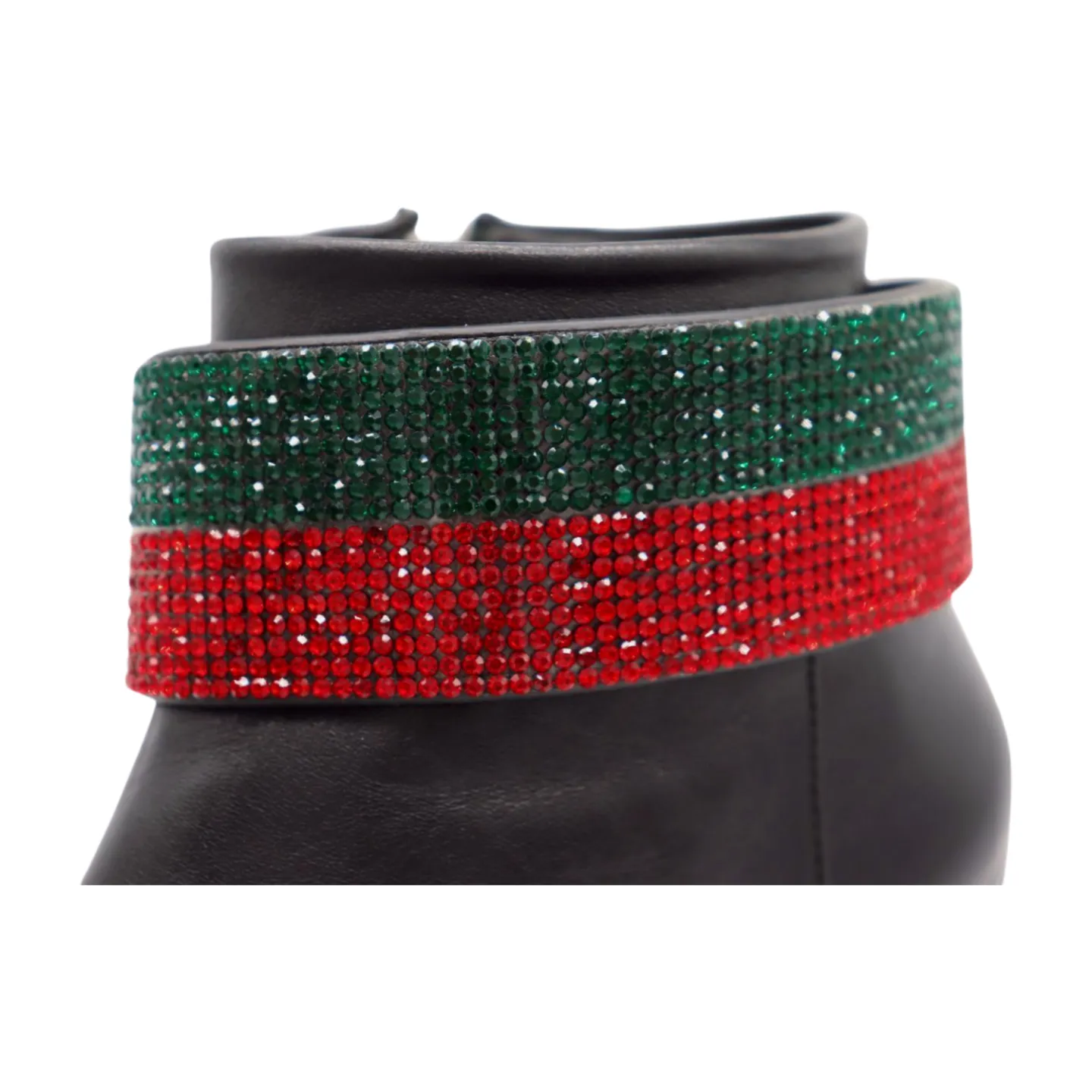Women Gold Metal Boot Chain Bracelet Bling Shoe Green Red Band Charm Wide Strap