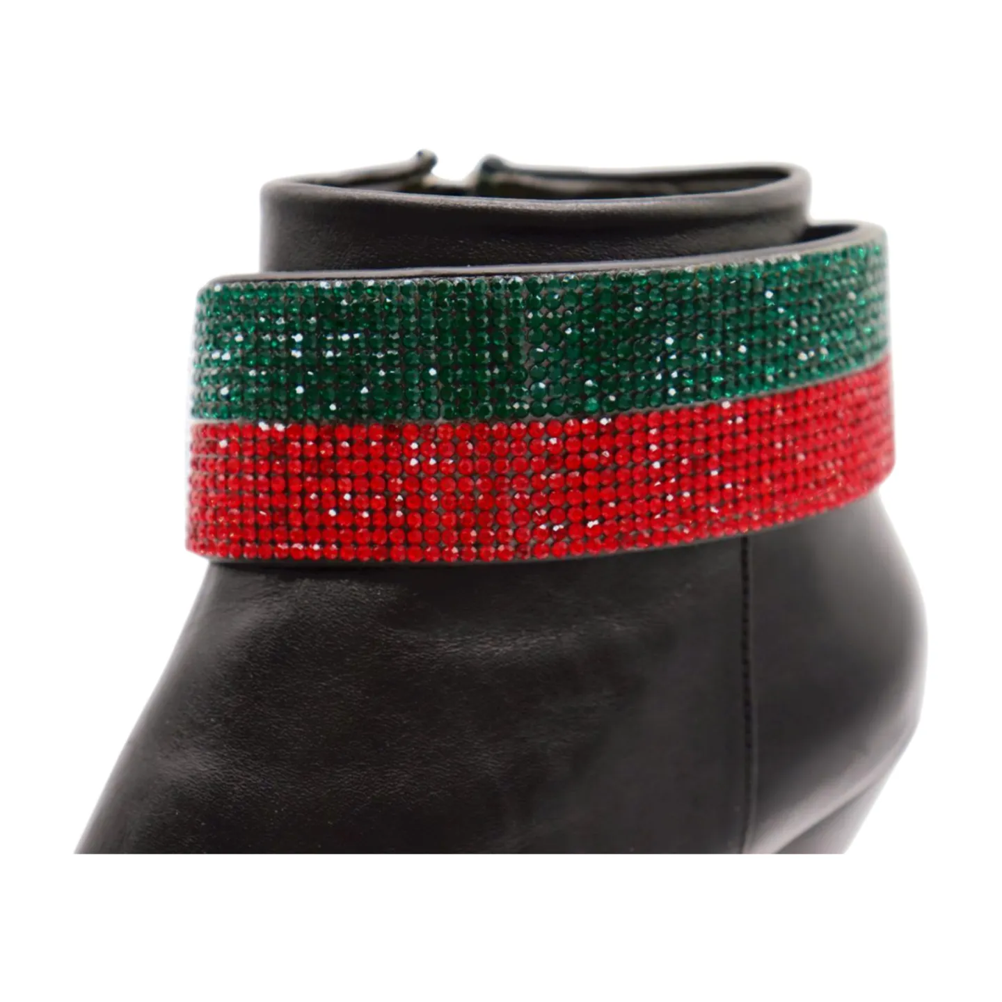 Women Gold Metal Boot Chain Bracelet Bling Shoe Green Red Band Charm Wide Strap