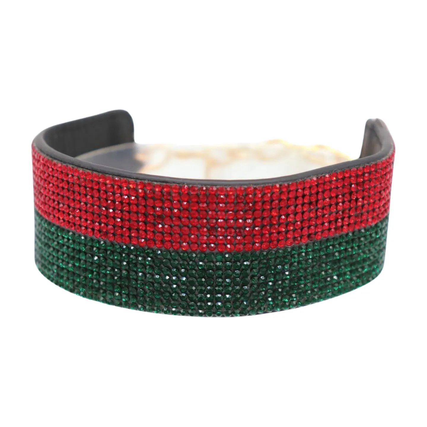 Women Gold Metal Boot Chain Bracelet Bling Shoe Green Red Band Charm Wide Strap