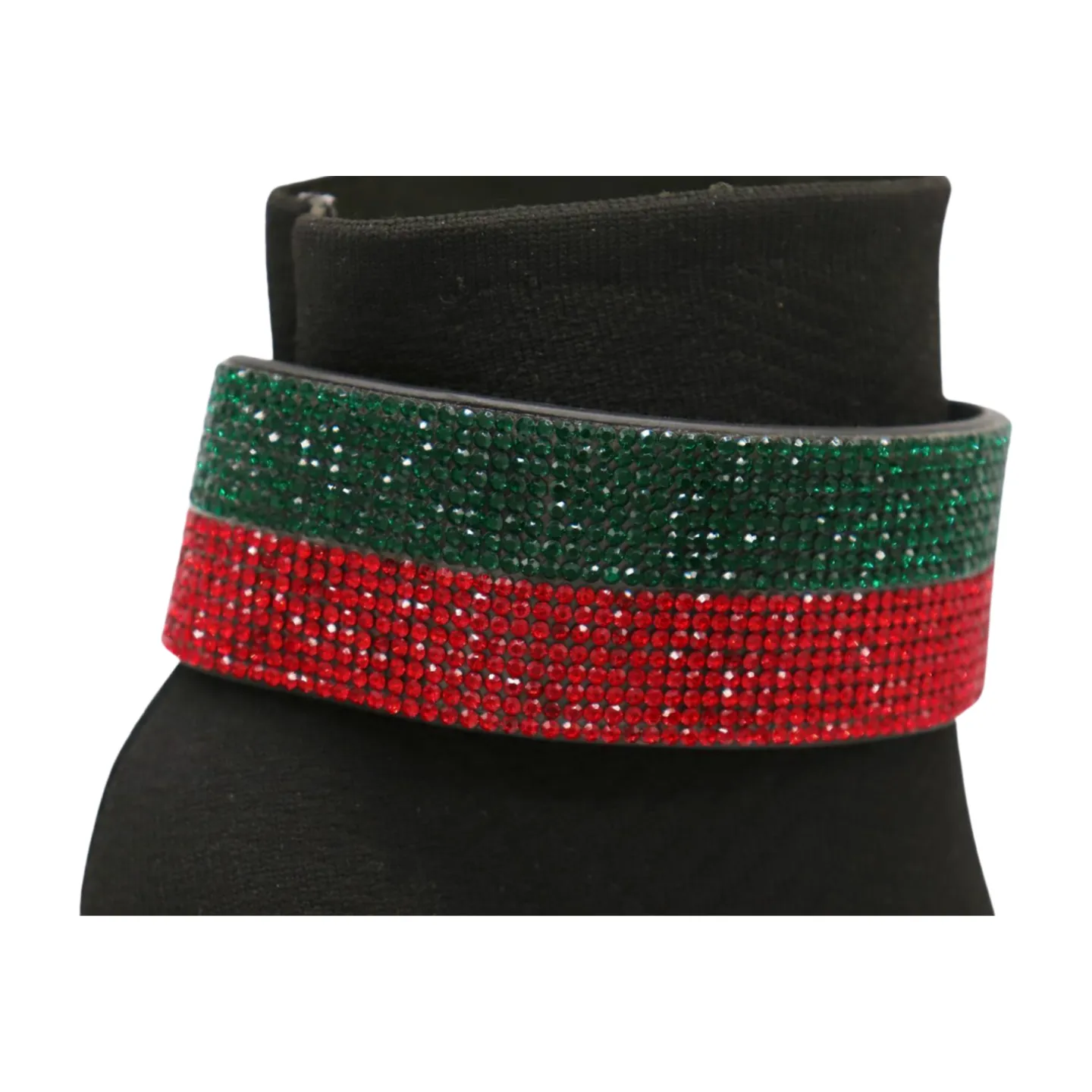 Women Gold Metal Boot Chain Bracelet Bling Shoe Green Red Band Charm Wide Strap