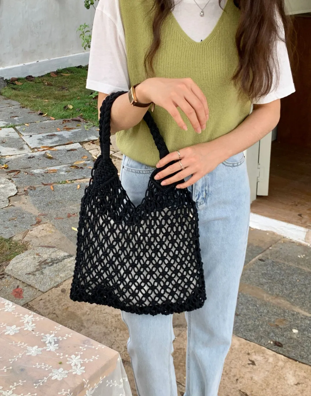 Women Woven Tote Large Beach Handmade Weaving Shoulder&Underarm Bag