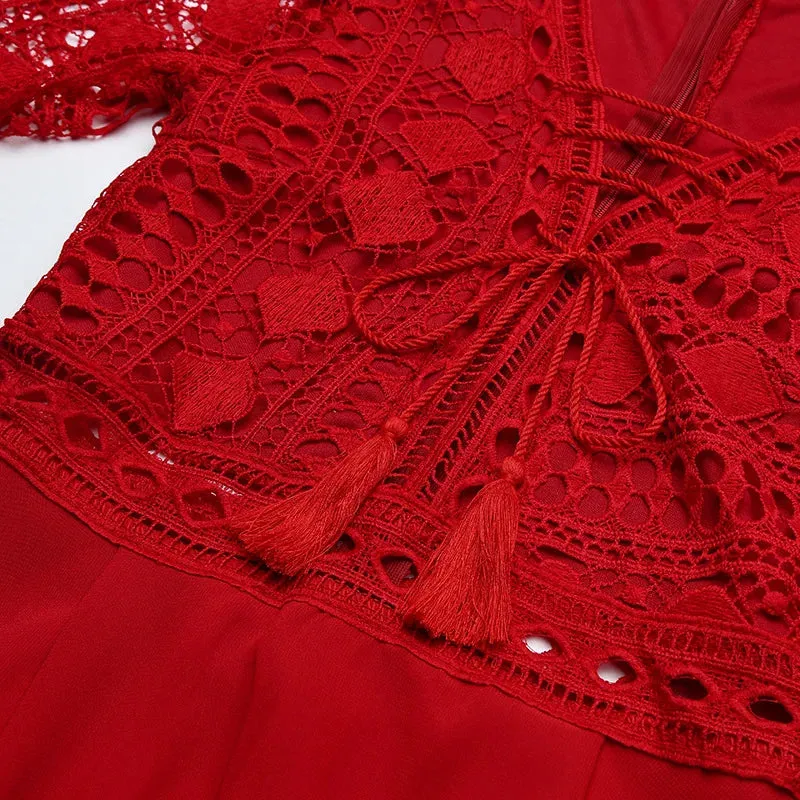 Women's A-Line Mini Dress with Ruffle Patchwork