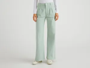 Womens Flared Trousers with Pleated Design