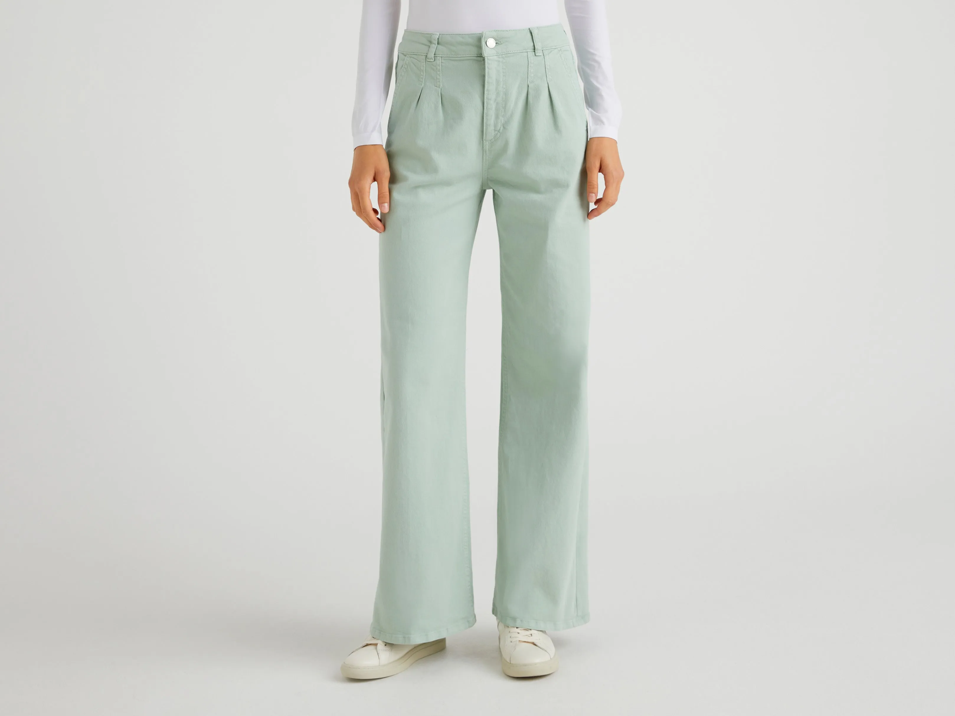 Womens Flared Trousers with Pleated Design
